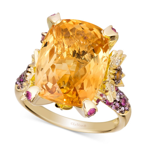 Crazy Collection® Multi-Gemstone (11 ct. t.w.) & Vanilla Diamond (1/4 ct. t.w.) Statement Ring in 14k Gold