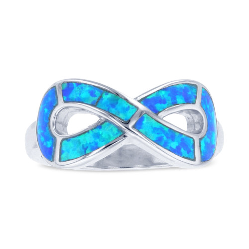 Lab-Created Opal Inlay Infinity Ring in Sterling Silver