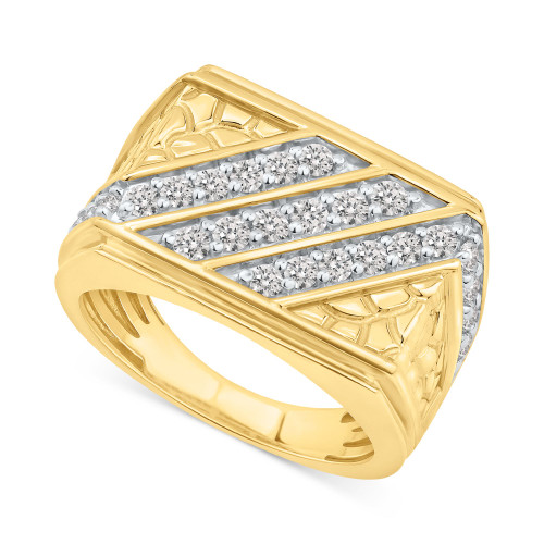 Men's Diamond Diagonal Row Nugget Ring (1 ct. t.w.) in 10k Gold