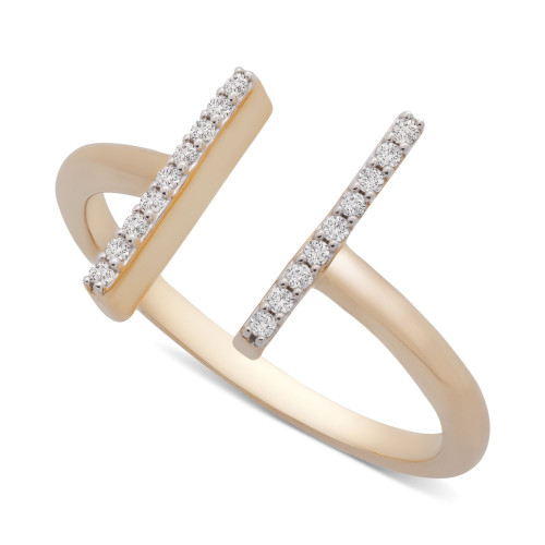 Diamond Bar Cuff Ring (1/10 ct. t.w.) in 14k Gold, Created for Macy's