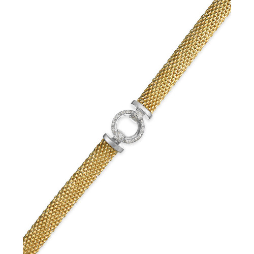 Diamond Ring Accent Mesh Bracelet in Vermeil and Sterling Silver (1/4 ct. t.w.)