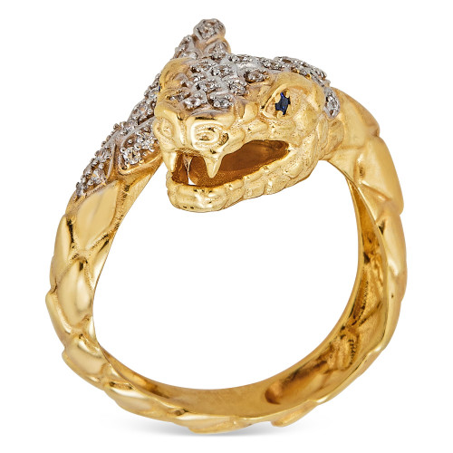 Diamond Snake Ring (1/4 ct. t.w.) in 14k Yellow Gold-Plated Sterling Silver