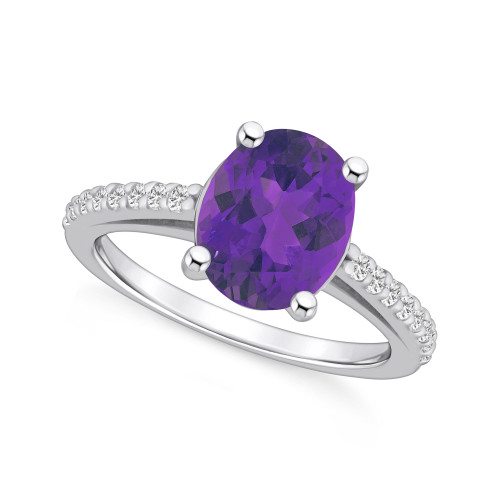 Amethyst (2-1/2 ct. t.w.) and Diamond (1/4 ct. t.w.) Ring in 14K White Gold