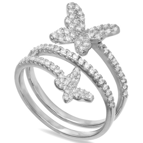 Cubic Zirconia Butterfly Wrap Ring in Sterling Silver, Created for Macy's