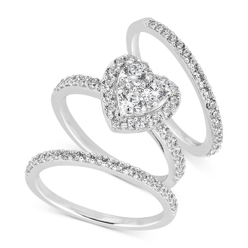 Diamond Heart Cluster Bridal Set (1-1/2 ct. t.w.) in 14k White Gold