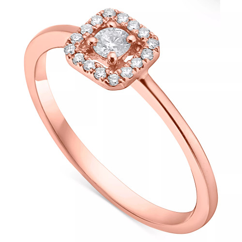 Diamond Square Halo Engagement Ring (1/5 ct. t.w.) in 14k White, Yellow or Rose Gold