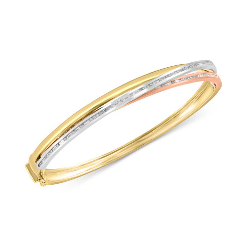 EFFY® Diamond Baguette Bangle Bracelet (3/4 ct. t.w.) in 14k Tricolor Gold