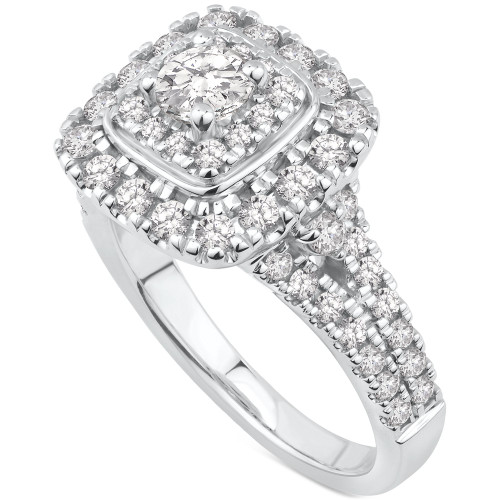 Diamond Halo Cluster Engagement Ring (1-3/8 ct. t.w.) in 14k White Gold