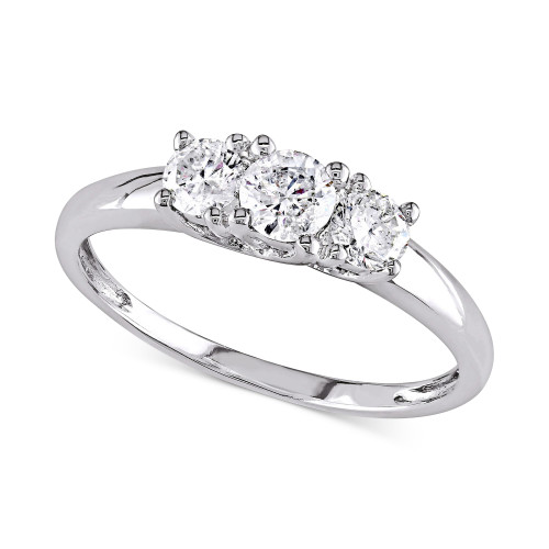 Diamond Three Stone Engagement Ring (1/2 ct. t.w.) in 14k White Gold
