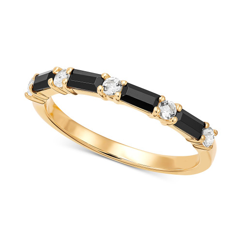 Onyx & White Topaz (1/4 ct. t.w.) Stack Ring in 14k Gold