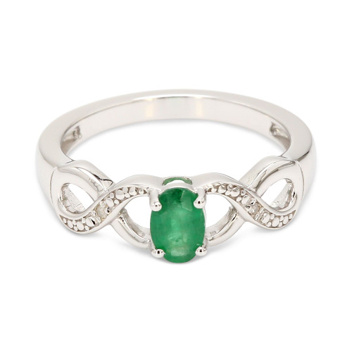 Emerald (1/2 ct. t.w.) & Diamond Accent Twist Ring in Sterling Silver