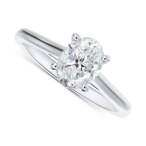 Diamond Oval-Cut Cathedral Solitaire Engagement Ring (5/8 ct. t.w.) in 14k White Gold