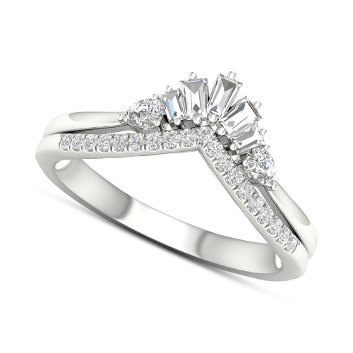 Diamond Multi-Cut Chevron Ring (1/3 ct. t.w.) in 14k White Gold
