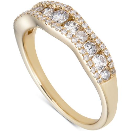 Diamond Wavy Channel-Set Band (3/4 ct. t.w.) in 14k Gold