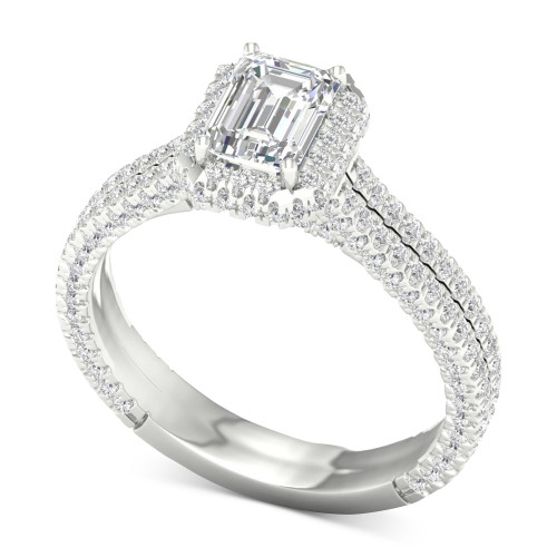 IGI Certified Diamond Emerald-Cut Double Row Engagement Ring (1-3/4 ct. t.w.) in Platinum