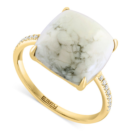 EFFY® Howlite & Diamond (1/20 ct. t.w.) Statement Ring in 14k Gold