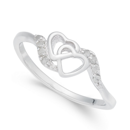 Diamond Interlocked Heart Ring (1/10 ct. t.w.) in Sterling Silver