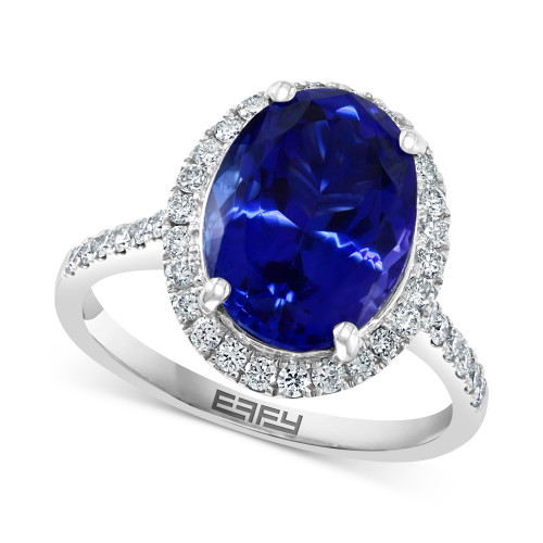 EFFY® Tanzanite (4-3/4 ct. t.w.) & Diamond (1/2 ct. t.w.) Oval Halo Ring in 14k White Gold