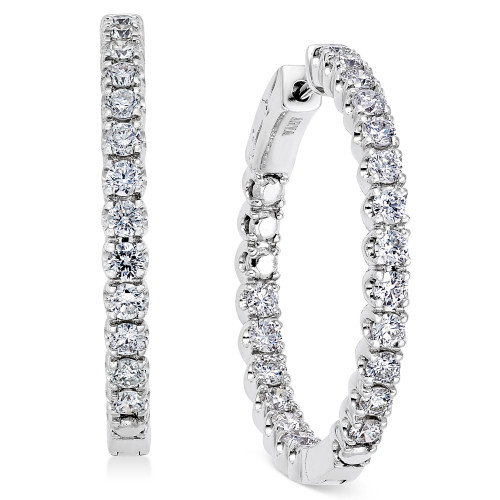 Diamond In-and-Out Hoop Earrings (3 ct. t.w.) in 14k White Gold