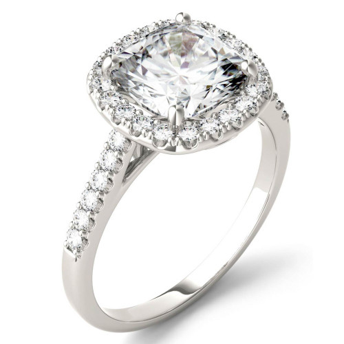 Moissanite Cushion Halo Ring (2-7/8 ct. tw. Diamond Equivalent) in 14k White Gold
