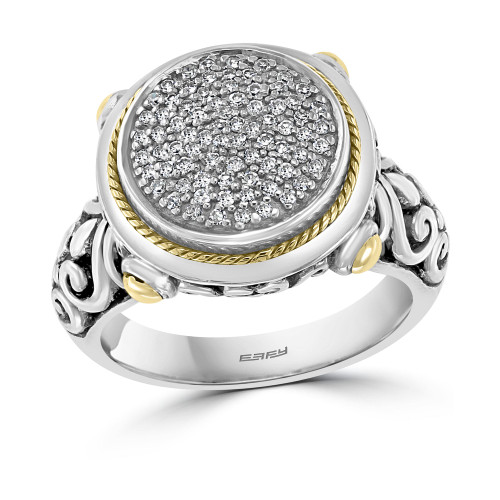 EFFY® Diamond Cluster Ring (1/4 ct. t.w.) in Sterling Silver and 18k Gold