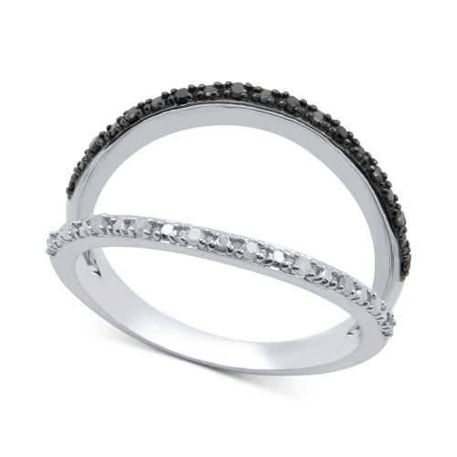 Black Diamond (1/10 ct. t.w.) & White Diamond (1/10 ct. t.w.) Split Ring in Sterling Silver