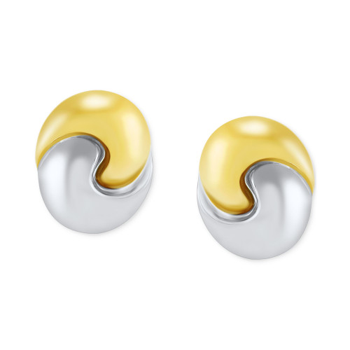 Yinyang Design Polished Stud Earrings in 14k Two-Tone Gold, Created for Macy's