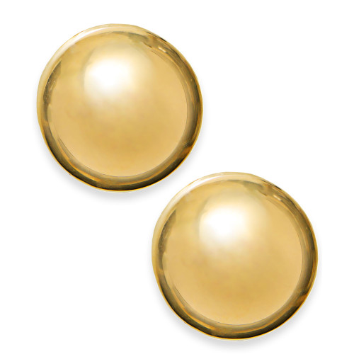 14k Gold Earrings, 12mm Domed Ball Stud Earrings