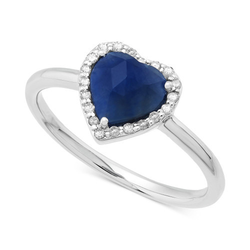 Sapphire (1-7/8 ct. t.w.) & Diamond (1/10 ct. t.w.) Heart Ring in 14k White Gold