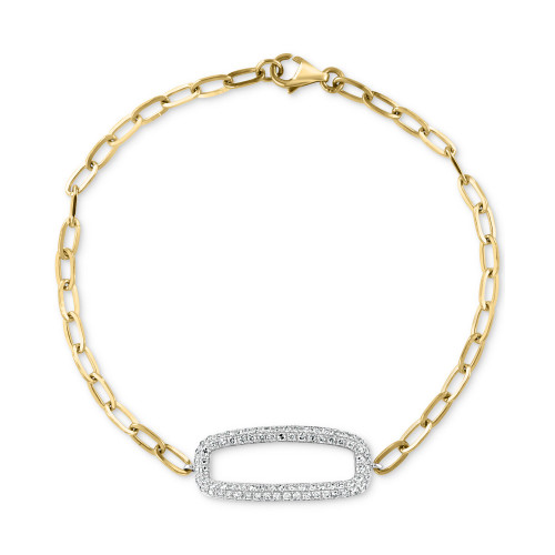 EFFY® Diamond Pavé Link Chain Bracelet (1/2 ct. t.w.) in 14k White and Yellow Gold