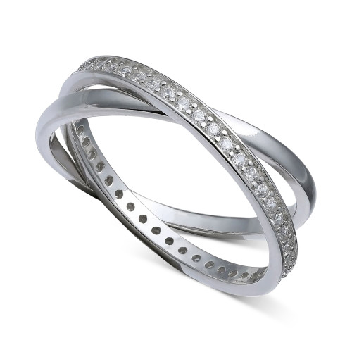 Cubic Zirconia Crisscross Ring in Sterling Silver, Created for Macy's