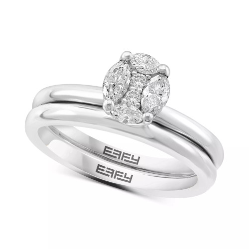 EFFY® Diamond Oval Cluster Bridal Set (1/2 ct. t.w.) in 14k White Gold or 14k Gold & White Gold