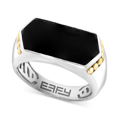 EFFY® Men's Onyx Two-Tone Ring in Sterling Silver & 14k Gold-Plate
