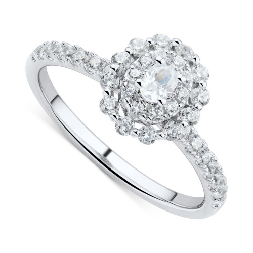 Diamond Oval Double Halo Engagement Ring (5/8 ct. t.w.) in 14k White Gold