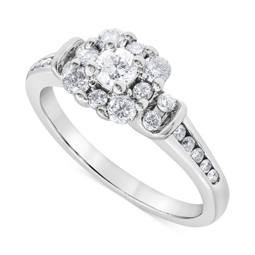 Diamond Halo Engagement Ring (3/4 ct. t.w.) in 14k White Gold