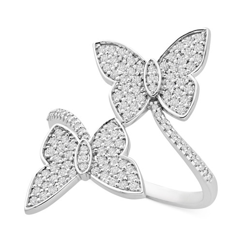Diamond Butterfly Bypass Statement Ring (1/2 ct. t.w.) in 14k White Gold, Created for Macy's