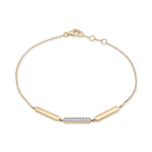 Diamond & Polished Bar Bracelet (1/10 ct. t.w.) in 14k Gold, Created for Macy's