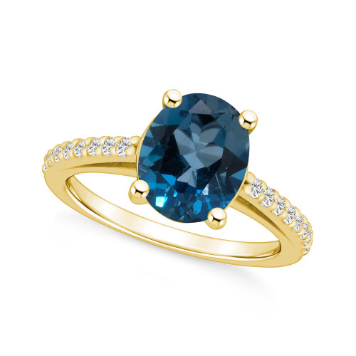London Blue Topaz (3-5/8 ct. t.w.) and Diamond (1/4 ct. t.w.) Ring in 14K Yellow Gold