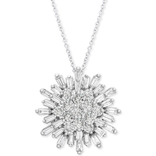 Diamond Starburst 20" Pendant Necklace (1-1/2 ct. t.w.) in 14k White Gold, Created for Macy's