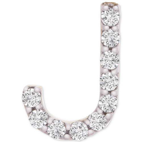 Diamond Initial J Single Stud Earring (1/20 ct. t.w.) in 14k Gold, Created for Macy's