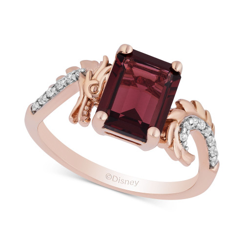 Enchanted Disney Rhodolite Garnet (3-3/4 ct. t.w.) & Diamond (1/10 ct. t.w.) Mulan Dragon Ring in 14k Rose Gold