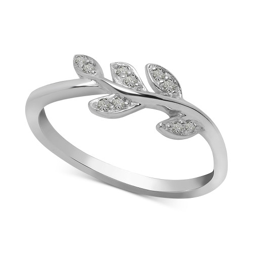 Diamond Leaf Vine Ring (1/10 ct. t.w.) in Sterling Silver