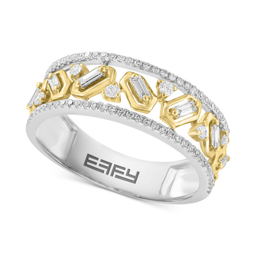 EFFY® Diamond Openwork Ring (3/8 ct. t.w.) in 14k White Gold & Yellow Gold