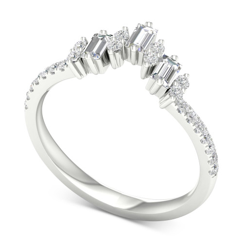 Diamond Baguette & Round Band (1/3 ct. t.w.) in 14k White Gold