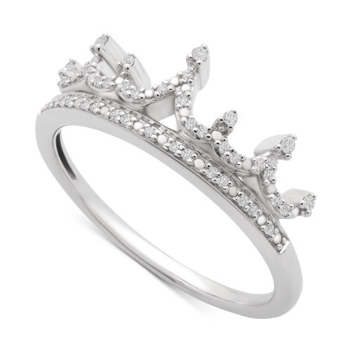 Diamond Crown Statement Ring (1/10 ct. t.w.) in 14k White Gold, Created for Macy's