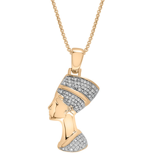 Men's Diamond Nefertiti 22" Pendant Necklace (1/4 ct. t.w.) in 14k Gold-Plated Sterling Silver