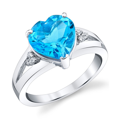 Blue Topaz (3-5/8 ct. t.w.) & Diamond (1/20 ct. t.w.) Heart Ring in Sterling Silver