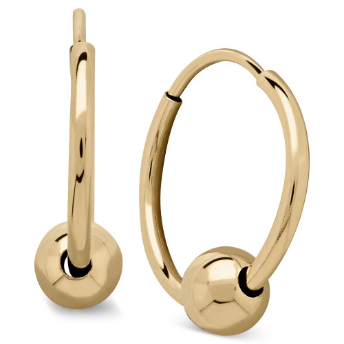 Children's Bead Hoop Earrings in 14k Gold