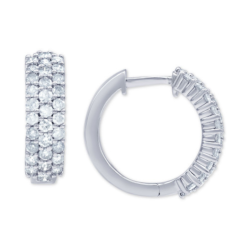 Diamond Pavé Small Huggie Hoop Earrings (1 ct. t.w.) in 14k White Gold