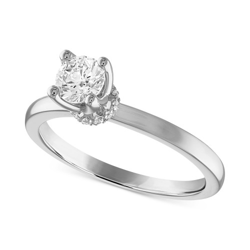 Certified Diamond Solitaire Engagement Ring (1/2 ct. t.w.) in 14k White Gold featuring diamonds with the De Beers Code of Origin, Created for Macy's